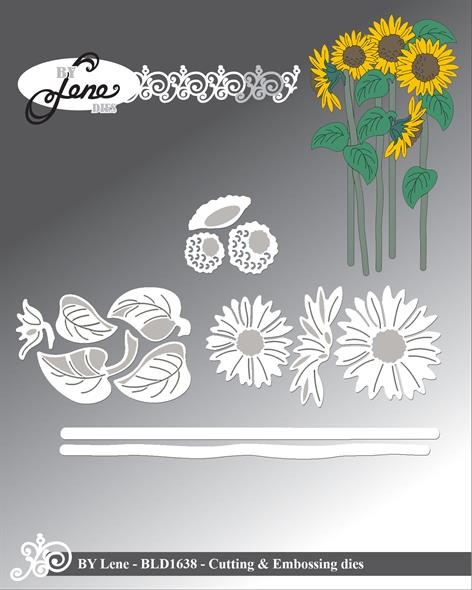 By Lene dies Sunflower Største blomsterhoved 2,7x2,9cm